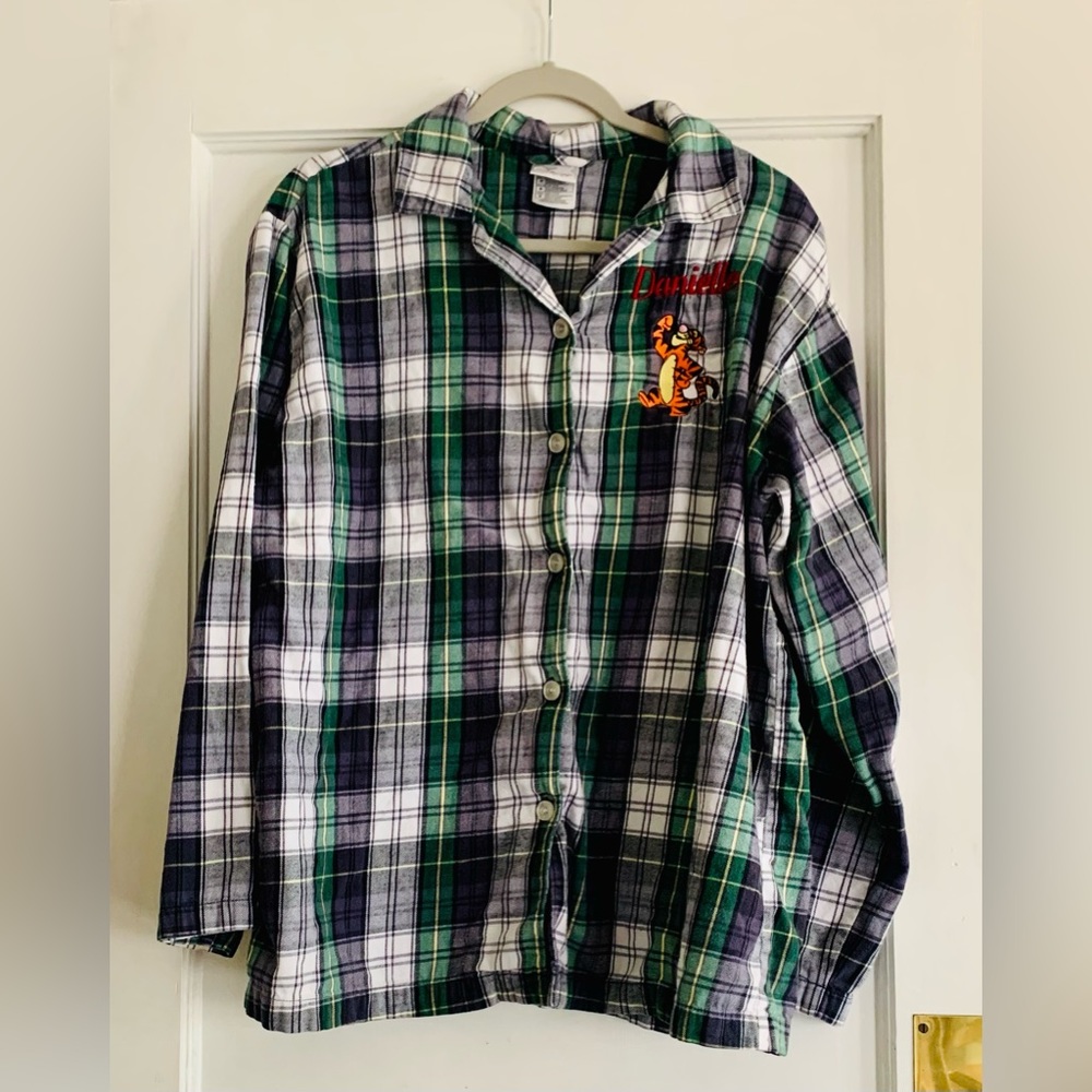 Disney Store Tigger Flannel PJ Top Personalized Med Danielle Oversized Comfy